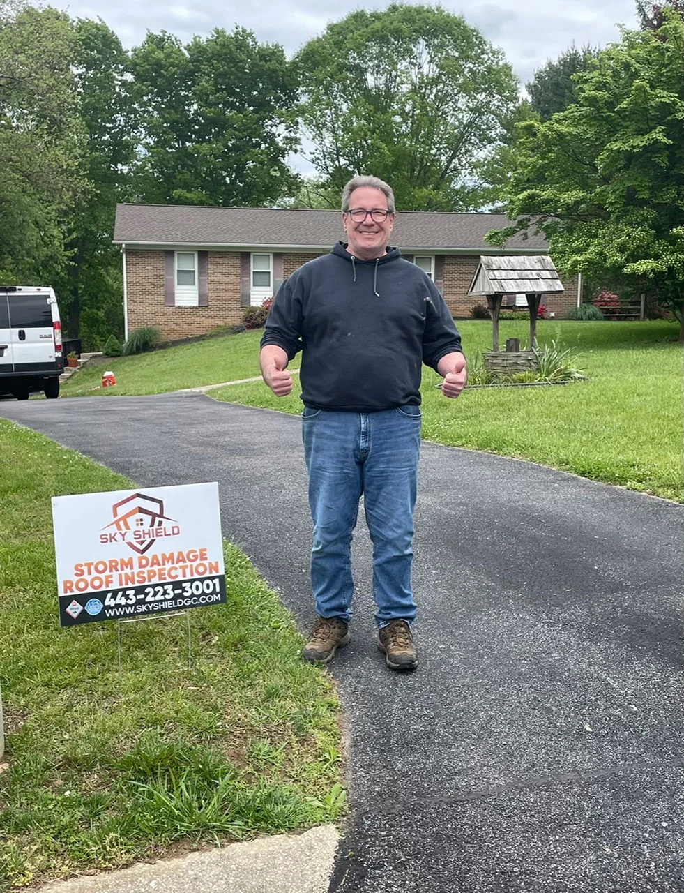 Storm damage inspection completed by Sky Shield roofing team